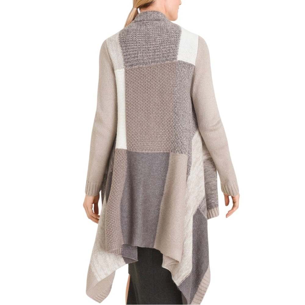 Chicos Petite Drape-Front Colorblock Cardigan | Size 2P (LP) - Picture 4 of 10
